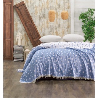 Покрывало хлопок 220х240 IRYA STAR PIQUE голубое