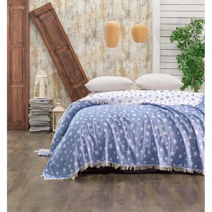 Покрывало хлопок 220х240 IRYA STAR PIQUE голубое