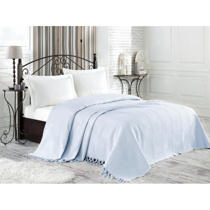 Покрывало хлопок 180х240 IRYA NICE BED SPREAD светло-голубое
