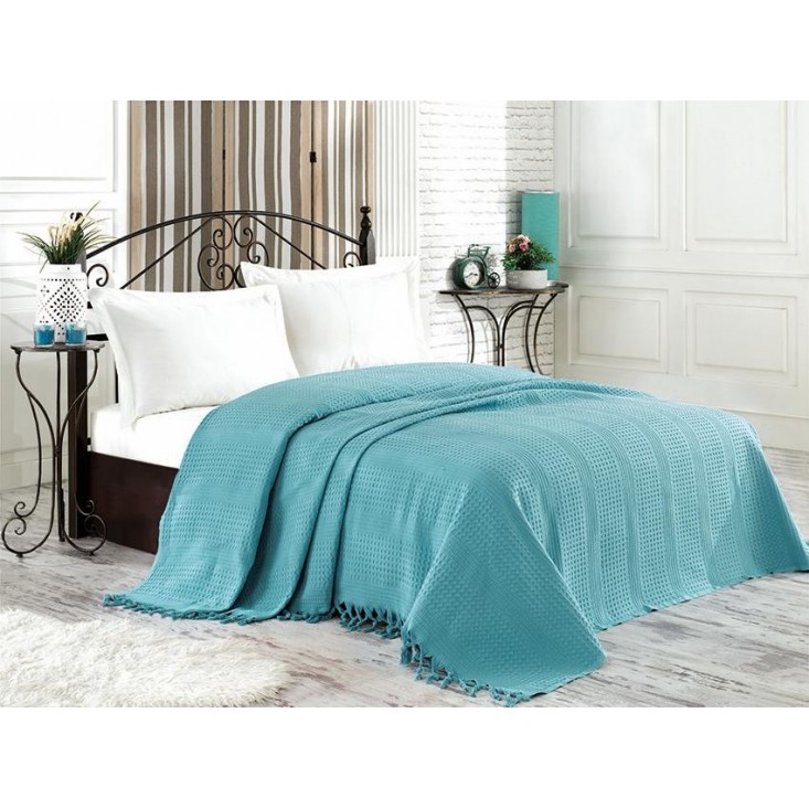 Покрывало хлопок 220х240 IRYA NICE BED SPREAD голубое