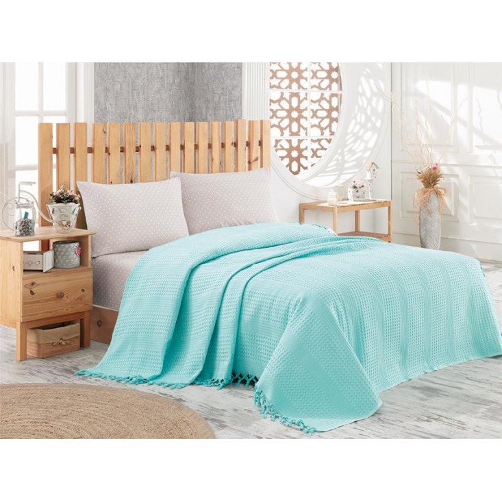 Покрывало хлопок 180х240 IRYA NICE BED SPREAD бирюзовое
