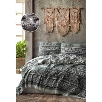 Покрывало хлопок 205х240 IRYA ELEPHANT BED SPREAD черное