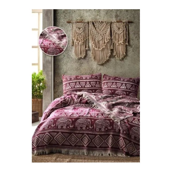 Покрывало хлопок 205х240 IRYA ELEPHANT BED SPREAD красное