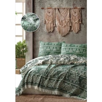 Покрывало хлопок 205х240 IRYA ELEPHANT BED SPREAD зеленое