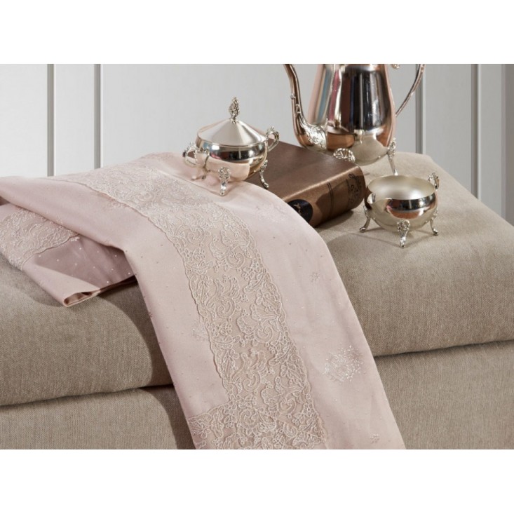 Постельное белье евро Жаккард Asabella Пудра