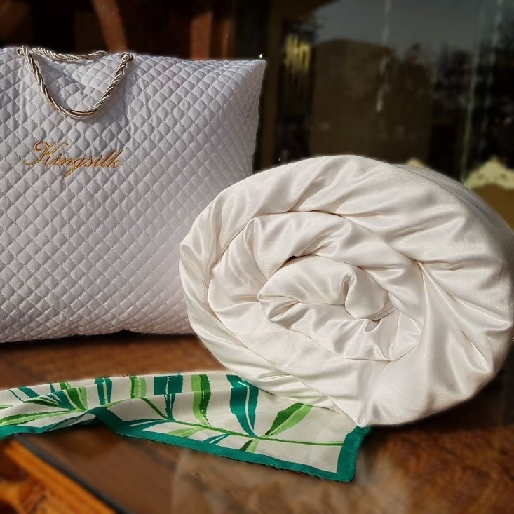 Одеяло шелковое евро макси 220х240 всесезонное KingSilk Premium белое