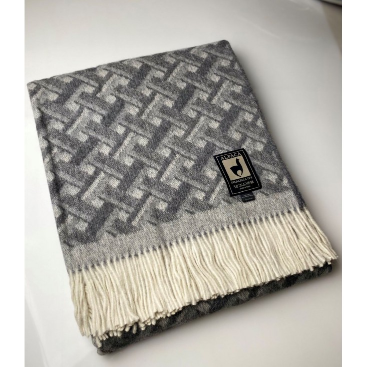 Шерстяной плед жаккард альпака меринос PJ-4 Incalpaca