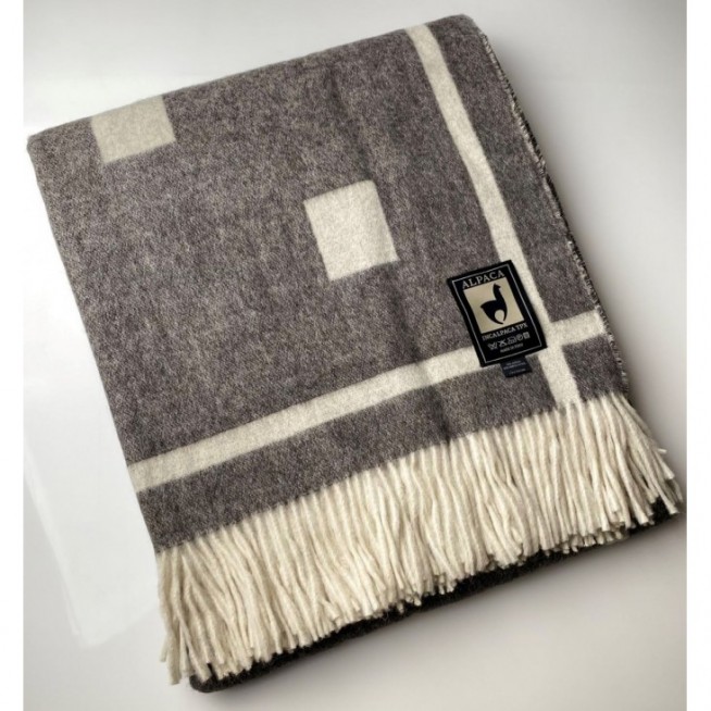 Шерстяной плед жаккард альпака меринос PJ-5 Incalpaca