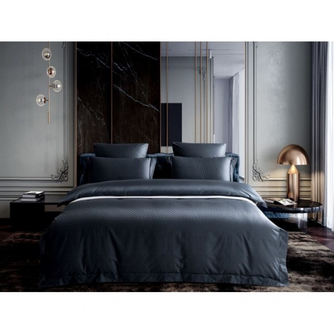 Постельное белье евро жаккард Asabella Черное золото