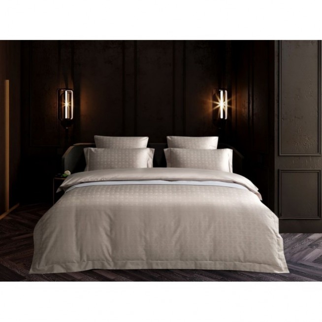 Постельное белье евро жаккард Asabella Бежевое золото