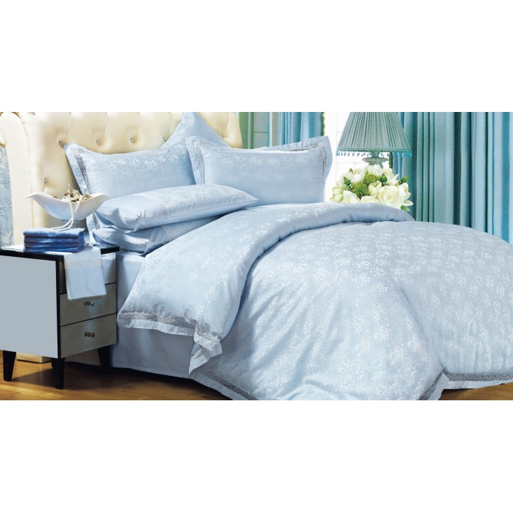 Постельное белье евро Сатин жаккард Asabella Небесно голубой