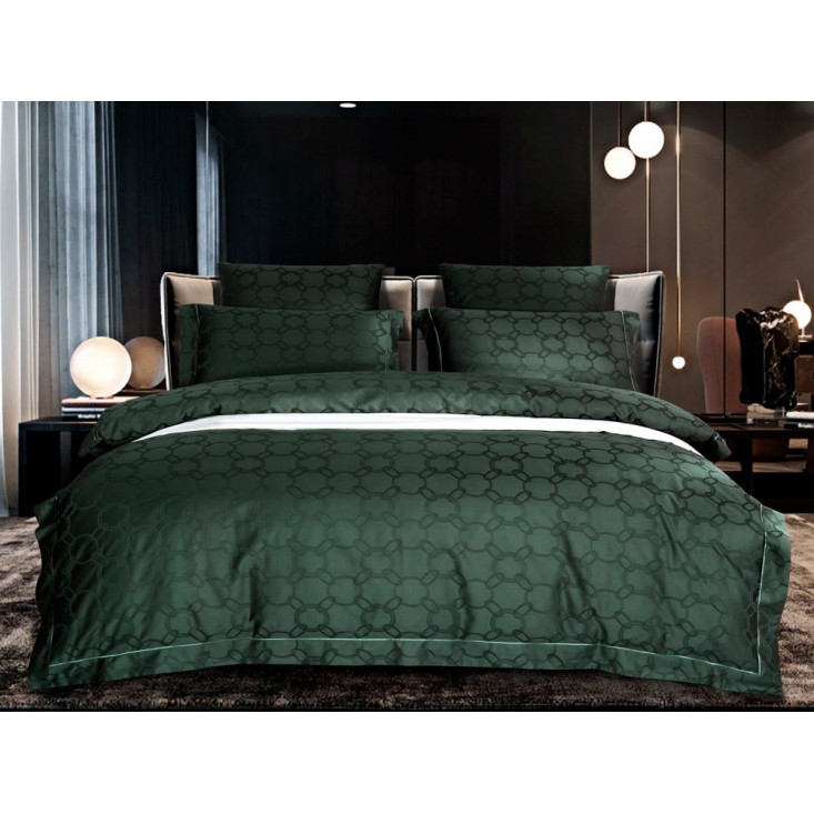 Постельное белье евро жаккард Asabella Изумрудная трава