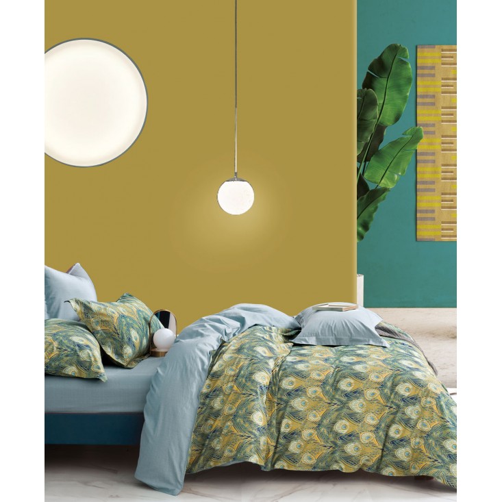 Постельное белье евро сатин Asabella Павлин