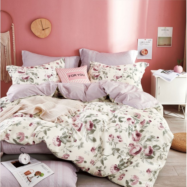 Постельное белье евро сатин Asabella Розовая свежесть