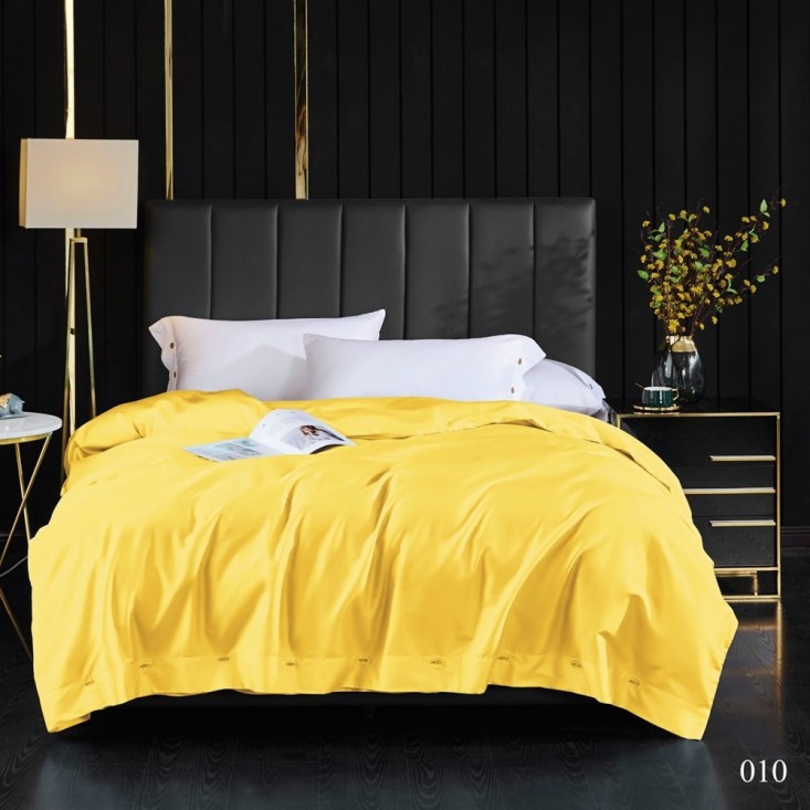 Постельное белье евро макси египетский хлопок King Silk желтое