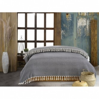 Покрывало хлопок 200х220 IRYA JAKAR GREEN черное