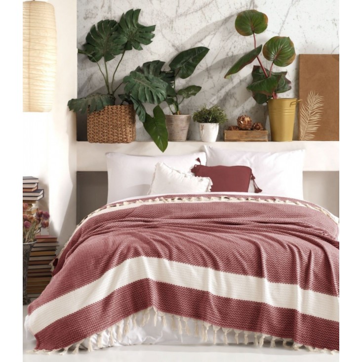 Покрывало хлопок 200х220 IRYA ALISA бордо