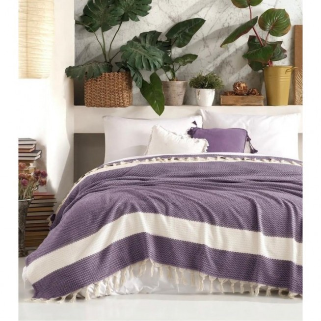 Покрывало хлопок 200х220 IRYA ALISA фиолетовое