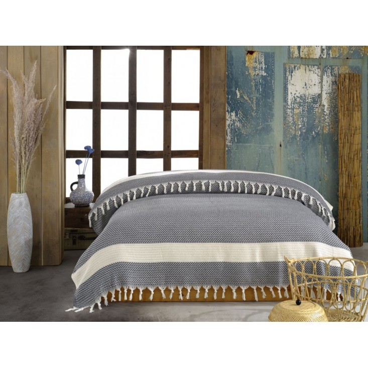 Покрывало хлопок 200х220 IRYA ALISA темно серое