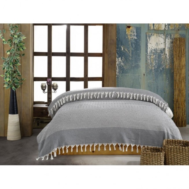 Покрывало хлопок 200х220 IRYA MODERN темно серое