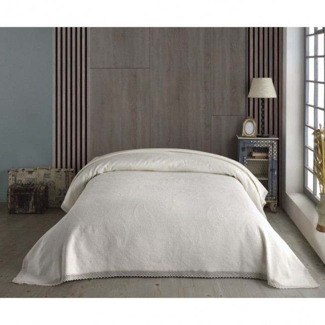 Покрывало хлопок 240х260 IRYA SOFIYA молочное