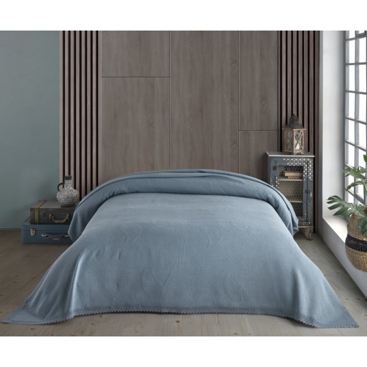 Покрывало хлопок 240х260 IRYA SOFIYA синее