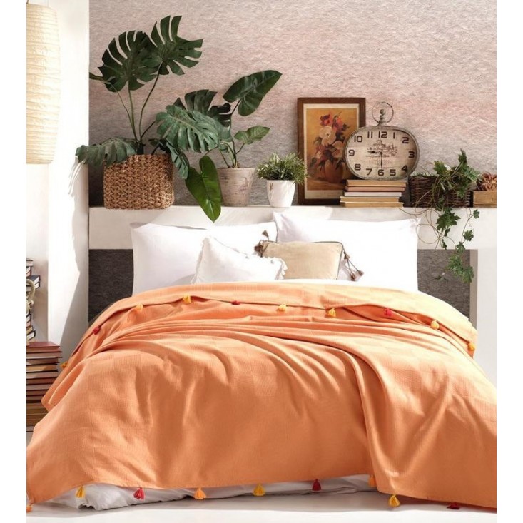 Покрывало хлопок 220х240 IRYA ZILLER оранжевое