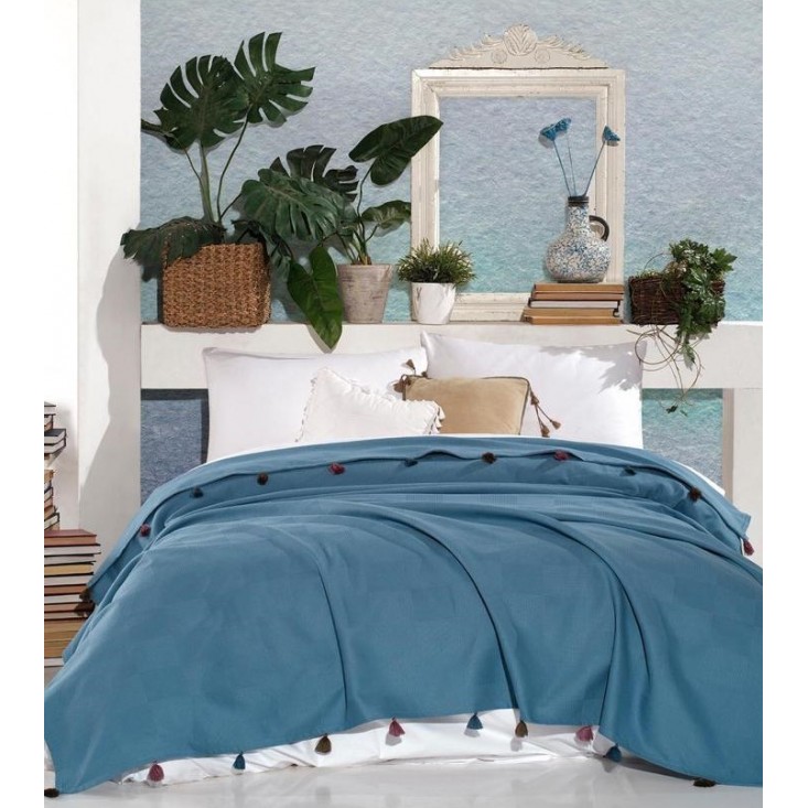 Покрывало хлопок 220х240 IRYA ZILLER голубое