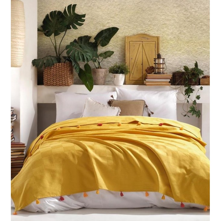 Покрывало хлопок 220х240 IRYA ZILLER желтый