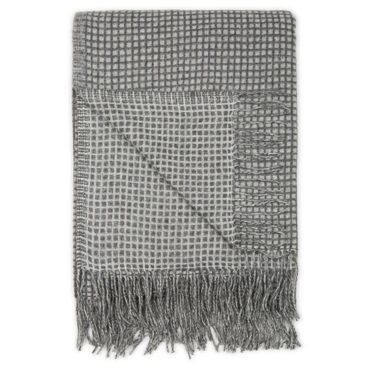 Шерстяной плед австралийский меринос Drobe Etno серая клетка