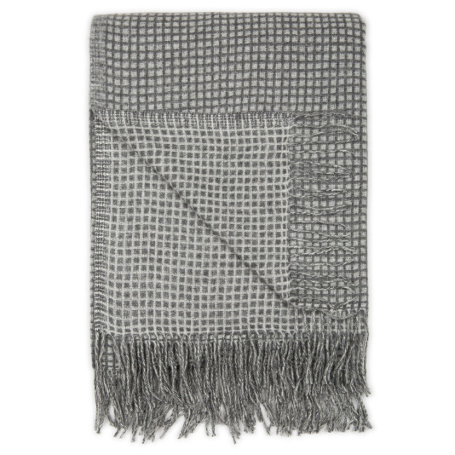 Шерстяной плед австралийский меринос Drobe Etno серая клетка