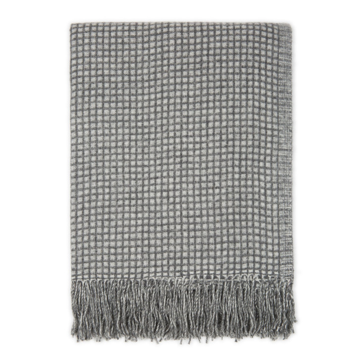 Шерстяной плед австралийский меринос Drobe Etno серая клетка