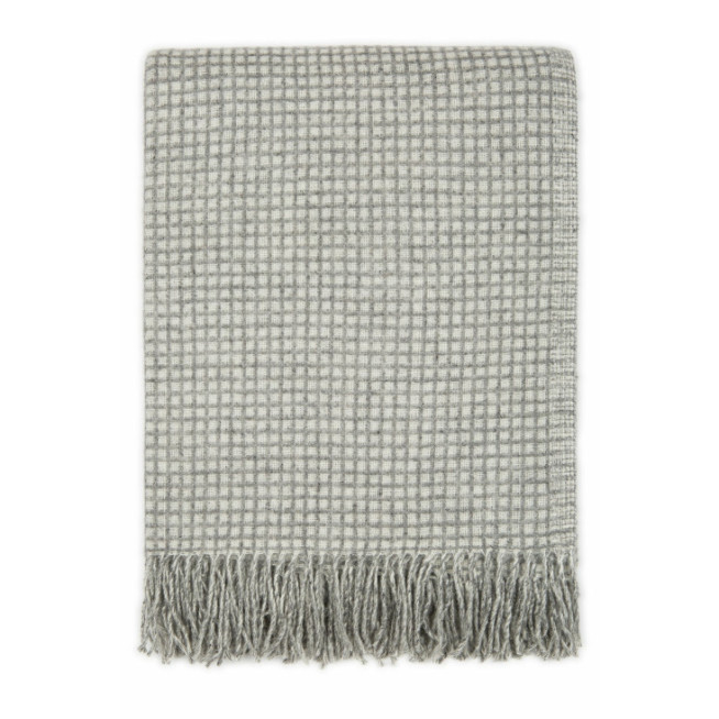 Шерстяной плед австралийский меринос Drobe Etno светло серая клетка