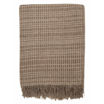 Шерстяной плед австралийский меринос Drobe Etno коричневая клетка фото