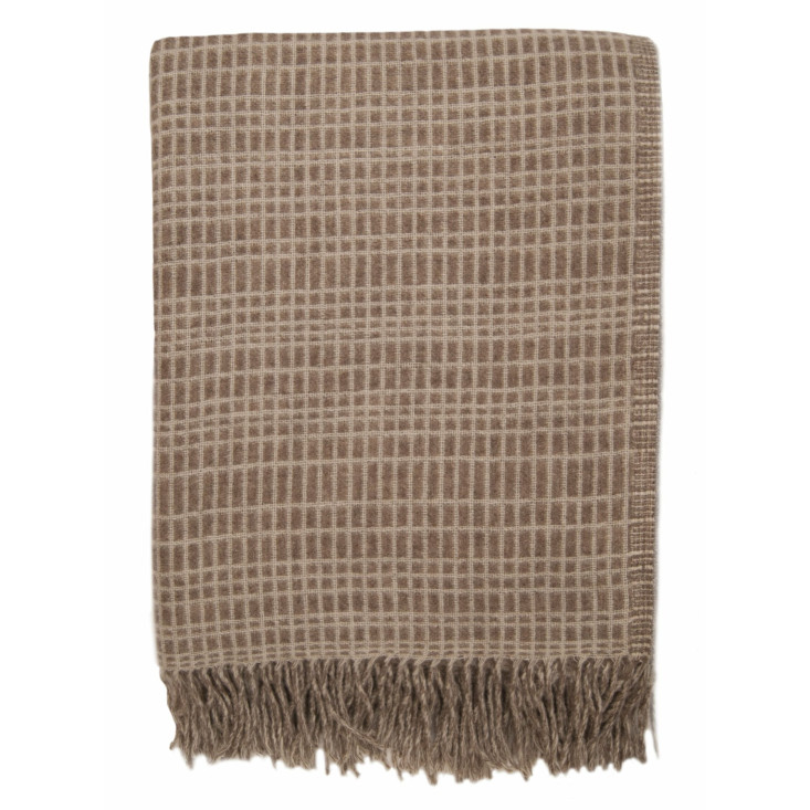 Шерстяной плед австралийский меринос Drobe Etno коричневая клетка