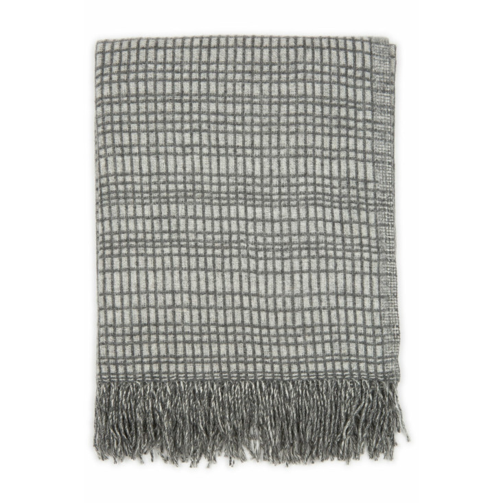 Шерстяной плед австралийский меринос Drobe Etno белая клетка