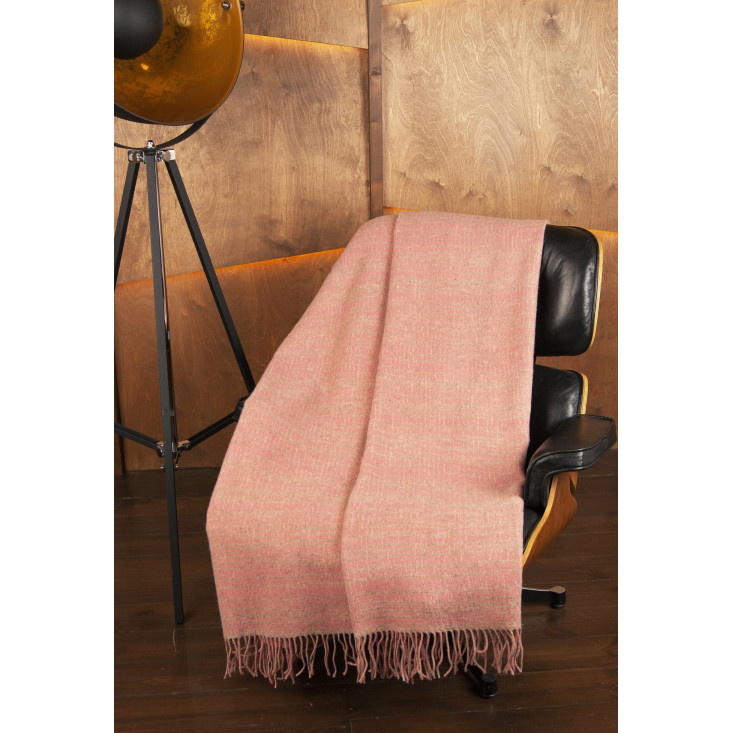 Шерстяной плед австралийский меринос Drobe Etno коралловый