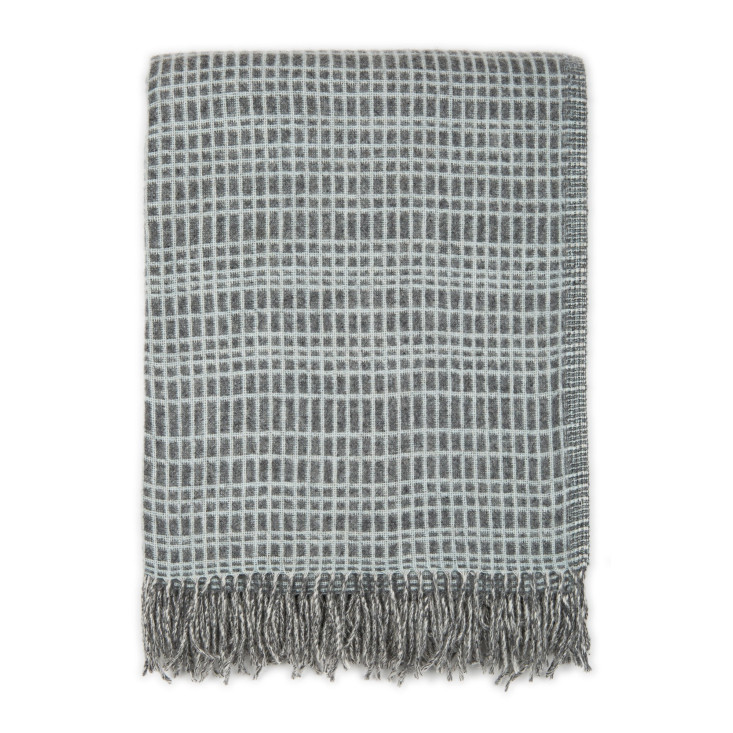 Шерстяной плед австралийский меринос Drobe Etno темно серая клетка