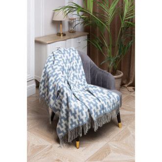 Шерстяной плед Litvilas Dina голубые ромбы