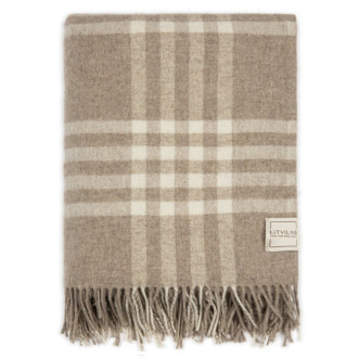 Шерстяной плед Litvilas Leda бежевая клетка фото