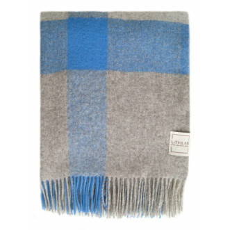 Шерстяной плед монгольские ягнята Litvilas Eli голубая клетка фото