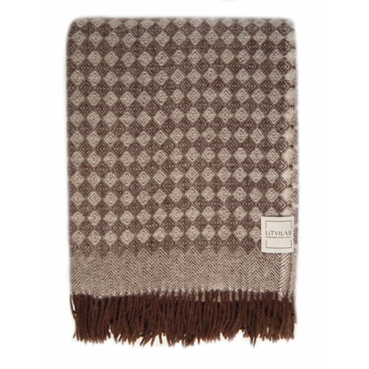 Шерстяной плед монгольские ягнята Litvilas Saga шоколадный