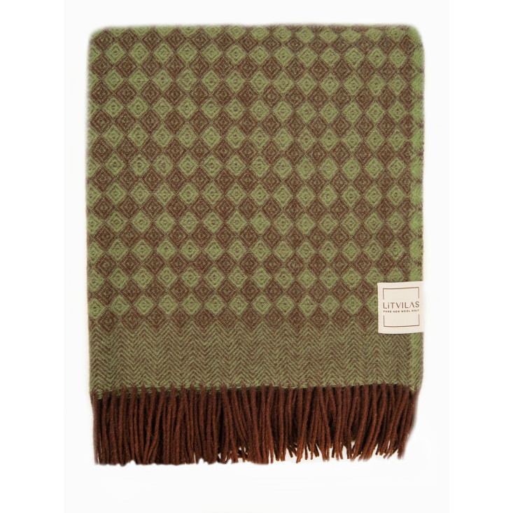 Шерстяной плед монгольские ягнята Litvilas Saga горчичный