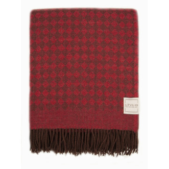 Шерстяной плед монгольские ягнята Litvilas Saga малиновый фото