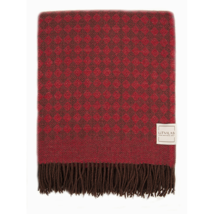 Шерстяной плед монгольские ягнята Litvilas Saga малиновый