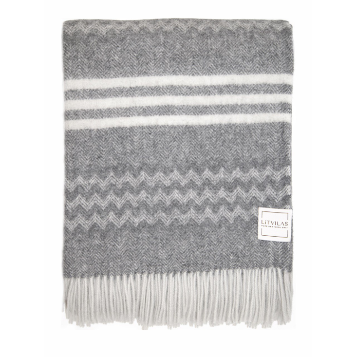 Шерстяной плед монгольские ягнята Litvilas Laguna серый