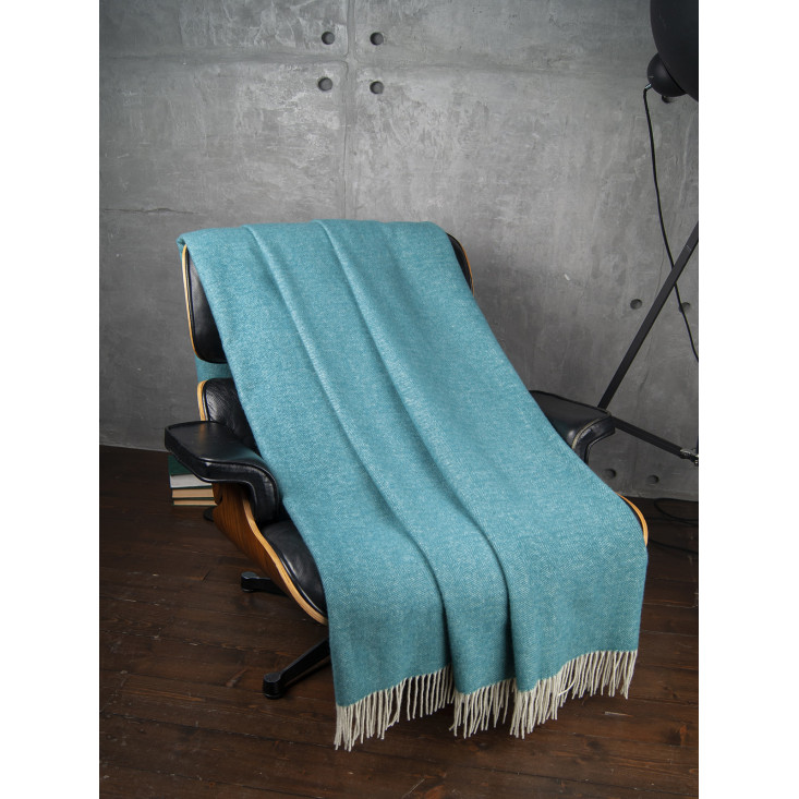 Шерстяной плед австралийский меринос Avinamas Classic бирюза