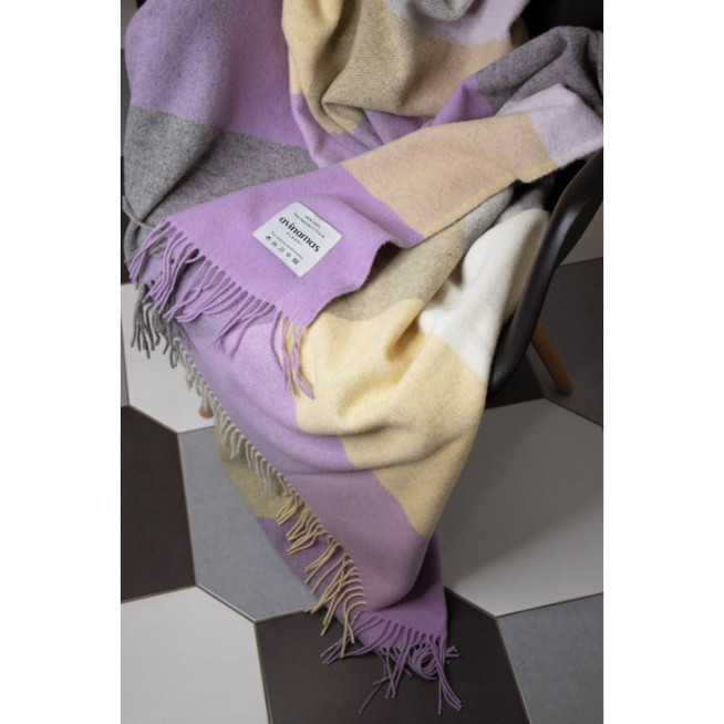 Шерстяной плед австралийский меринос Avinamas Dana сиренево желтый