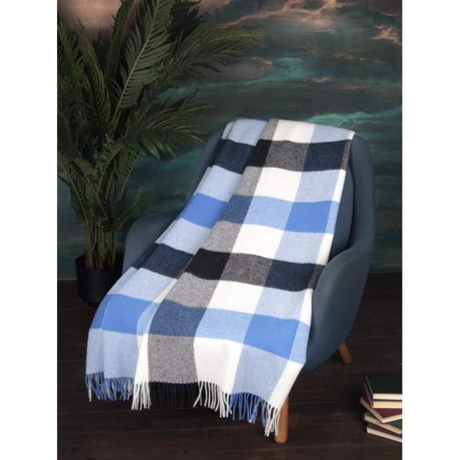 Шерстяной плед новозеландские ягнята Avinamas Agne голубой