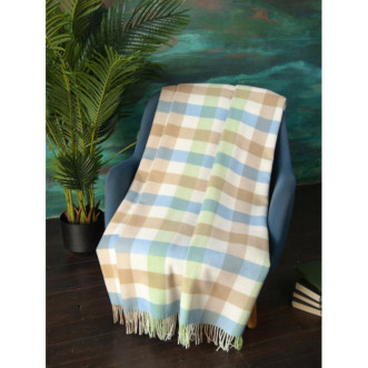 Шерстяной плед новозеландские ягнята Avinamas Thomas бежево-голубой